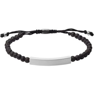 Bracelet FOSSIL acier cordon noir et pierres de laves- MATY