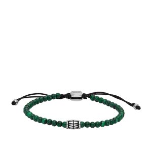 Bracelet FOSSIL acier inoxydable cordon noir malachites- MATY