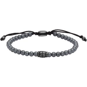 Bracelet FOSSIL acier inoxydable cordon noir hÃ©matites- MATY