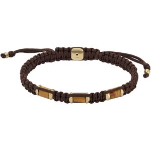 Bracelet FOSSIL acier inoxydable dorÃ© cordon brun et oeil de tigre- MATY