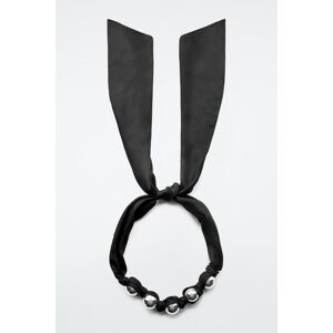 COLLIER FOULARD PERLÉ EN SOIE NOIR / ARGENT NOSIZE female - Publicité