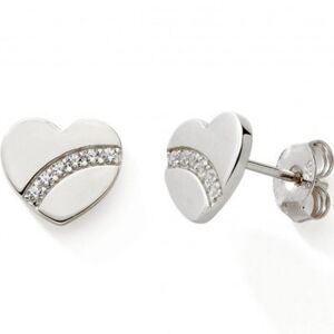 Boucles d'oreilles Coeur avec zirconium (argent)