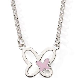 Collier Papillon rose 42/44 cm (argent)