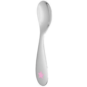 Cuillère naissance Baby spoon rose en métal argenté