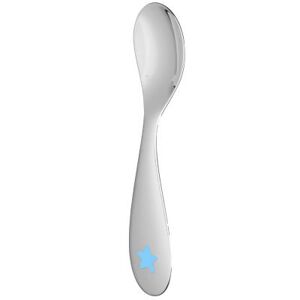 Cuillère naissance Baby spoon bleue en métal argenté