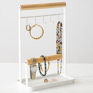 Porte-bijoux bois et metal blanc - BlancheporteCe porte-bijoux est l'accessoire ideal pour exposer et ranger vos bijoux quand vous ne les portez pas ! Esthetique et bien pense, il se posera facilement sur une commode et accueillera vos montres, bagues, co