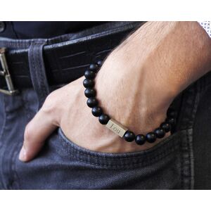 Cadeaux.com Bracelet pour homme personnalisable - perles Agates noires mates