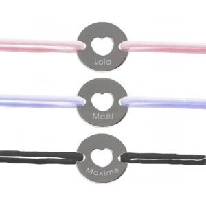 Cadeaux.com Bracelet Jeton Personnalisable - Coeur argent véritable