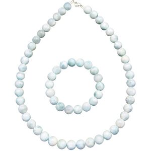 France Minéraux Parure Larimar - Pierres boules 10mm - Publicité