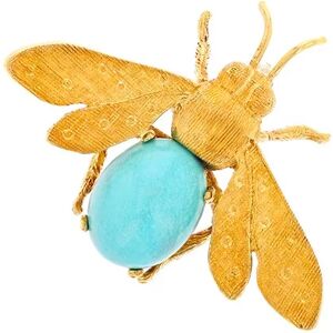 Gemme-les-bijoux Broche turquoise en or jaune - Publicité