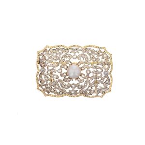 Gemme-les-bijoux Broche ancienne perle et diamants 0.65 carat 2 ors - Publicité