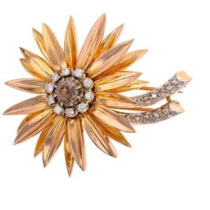 Gemme-les-bijoux Broche fleur diamants 0.80 carat 2 ors - Publicité