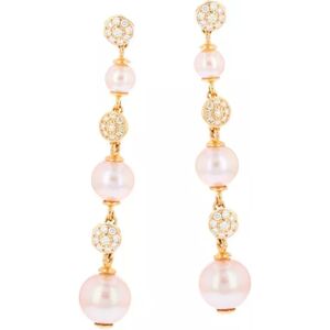 Gemme-les-bijoux Boucles d'oreilles diamants 0.47 carat et perles or rose 6.99g - Publicité