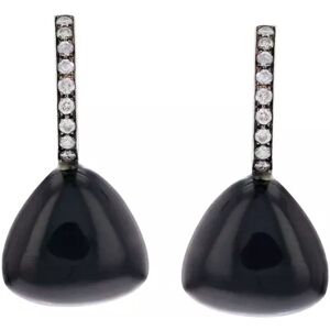 Gemme-les-bijoux Boucles d'oreilles ISABELLE LANGLOIS diamants 0.22 carat et onyx or blanc 5.20g - Publicité