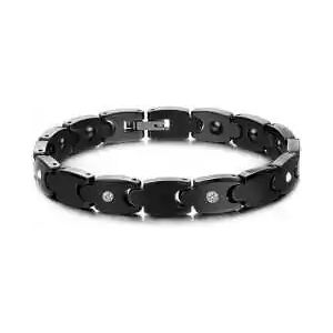 HommeBijoux Bracelet Gourmette Femme Homme En Céramique Noir Fermoir Aimanté M - Longueur Bracelet 20cm → Tour De Poignet 18cm (taille Plus Populaire)