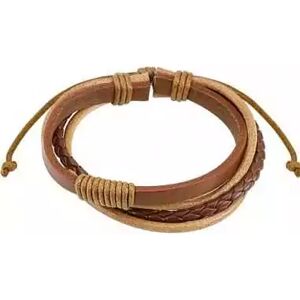 HommeBijoux Bracelet Réglable Homme Cuir Couleur Marron Triple Tresses 19 À 25cm