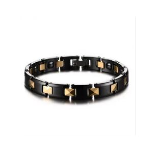 HommeBijoux Bracelet Gourmette Femme Homme Céramique Noire Et Plaqué Or 18cm 8mm Xs - Longueur Bracelet 18cm → Tour De Poignet 16cm