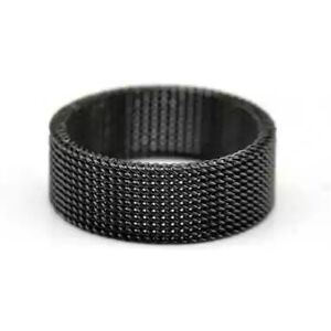 HommeBijoux Bague Anneau Alliance Homme Femme Acier Maille Noir Style Chevalier Fr 54-55 (us 7)