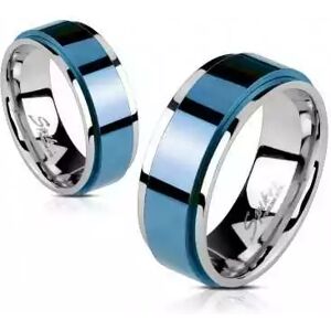 HommeBijoux Bague Anneau Homme Femme Acier Bleu Bords Couleur Argent Rotative Spin Fr 64-65 (us 11)