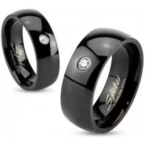 HommeBijoux Bague Anneau De Fiançaille Couple Femme Homme Acier Plaqué Noir Zircon Fr 57-58 (us 8)