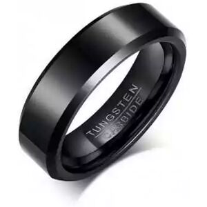 HommeBijoux Bague Anneau De Mariage Homme Carbure De Tungstène Noir Biseauté 6mm Fr 57-58 (us 8)