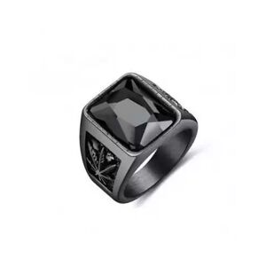 HommeBijoux Bague Chevalière Homme Acier Et Pierre Toute Noir Feuille De Cannabis Fr 57-58 (us 8)