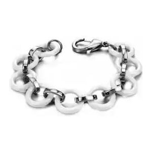 HommeBijoux Bracelet Pour Femme En Acier Et Ceramique Blanche Large Gros Maillons 17mm