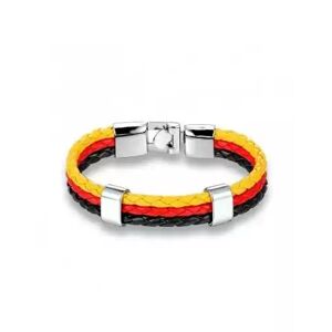 HommeBijoux Bracelet Homme Cuir Tressé Allemagne Jaune Rouge Noir Et Fermoir Acier M - Longueur Bracelet 20cm → Tour De Poignet 18cm (taille Plus Populaire)