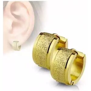 HommeBijoux Paire Large Boucles D'oreilles Femme Homme Acier Bandeau Effet Sablé Or