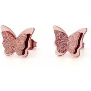 HommeBijoux Paire De Boucles D'oreilles Femme Acier Couleur Cuivre Rose Papillon