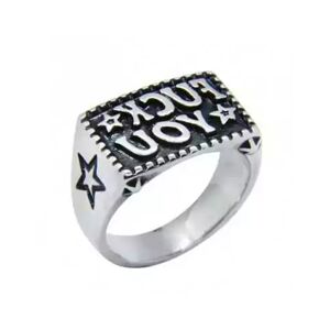 HommeBijoux Bague Chevalière Pour Homme Acier Étoile Fuck You Gravé Biker Rebelle Fr 57-58 (us 8)