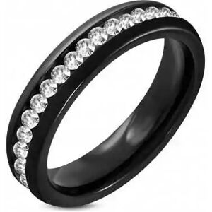 HommeBijoux Bague Alliance Éternel Femme Acier Noir Contour De Pierres Mariage 5mm Fr 59-60 (us 9)