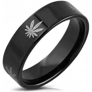 HommeBijoux Bague Anneau Homme Acier Placage Noir Décoré De Feuilles De Cannabis Fr 59-60 (us 9)