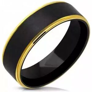 HommeBijoux Bague Anneau Homme Acier Bandeau Placage Noir Brossé Bords Or À Graver Fr 70-71 (us 13)