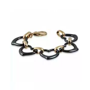 HommeBijoux Bracelet Femme Céramique Noire Maillons Coeur Maillons En Acier Bronze