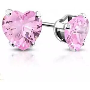 HommeBijoux Paire Boucles D'oreilles Femme Fille Acier Zircon Rose Coeur Ronde 3mm