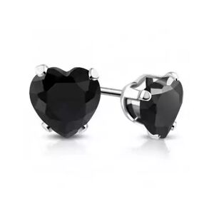 HommeBijoux Paire De Boucles D'oreilles Femme Enfant Acier Zircon Noire Coeur 3mm