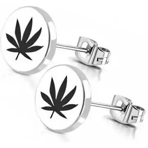 HommeBijoux Paire Clous De Boucles D'oreilles Homme Acier Feuille De Cannabis