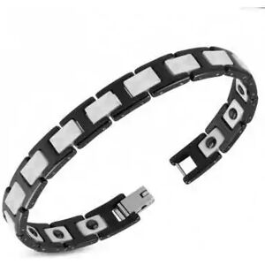 HommeBijoux Bracelet Gourmette Homme Céramique Banche Et Noire Aimanté 19cm 10mm S - Longueur Bracelet 19cm → Tour De Poignet 17cm