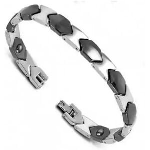 HommeBijoux Bracelet Pour Homme En Céramique Noire Et Tungstène Magnétique 20cm M - Longueur Bracelet 20cm → Tour De Poignet 18cm (taille Plus Populaire)