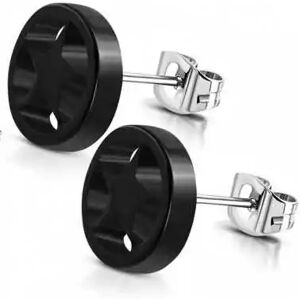 HommeBijoux Boucles D'oreilles Clous Homme Acier Et Étoile Ronde Acrylique Noire 8mm