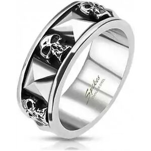 HommeBijoux Bague Femme Homme Acier Tête De Mort Skull Pyramide Gothique Biker Fr 59-60 (us 9)