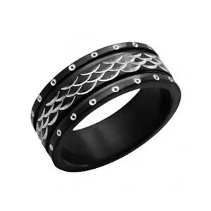 HommeBijoux Bague Anneau Homme Acier Inoxydable Noire Écailles Poisson Orginale Fr 67-68 (us 12)