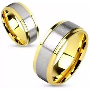 HommeBijoux Bague Anneau De Fiançailles Homme Femme Doré Et Bande Acier Brossé Fr 64-65 (us 11)