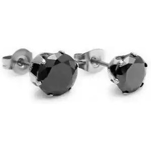 HommeBijoux Paire Boucles D'oreilles Homme Femme Acier Diams Zircon Ronde Noire 9mm