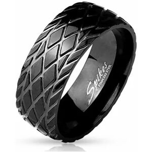 HommeBijoux Bague Anneau Homme Acier Toute Noire Striures Losanges Effet Pneu Biker Fr 62-63 (us 10)