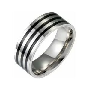 HommeBijoux Bague Anneau Pour Homme En Acier Inoxydable À 3 Lignes Bandes Noires Fr 64-65 (us 11)