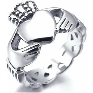 HommeBijoux Bague Femme Coeur Celtique Irlandais Claddagh Couronne Royale Acier Argent Fr 51-52 (us 6)