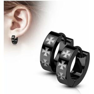 HommeBijoux Boucles D'oreilles Créoles Homme Acier Noir Croix De Malte Celtique