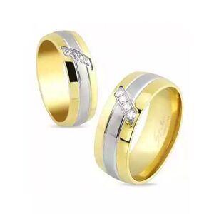 HommeBijoux Bague Anneau Fiançailles Couple Femme Homme Acier Et Plaqué Or Zircon Fr 54-55 (us 7)